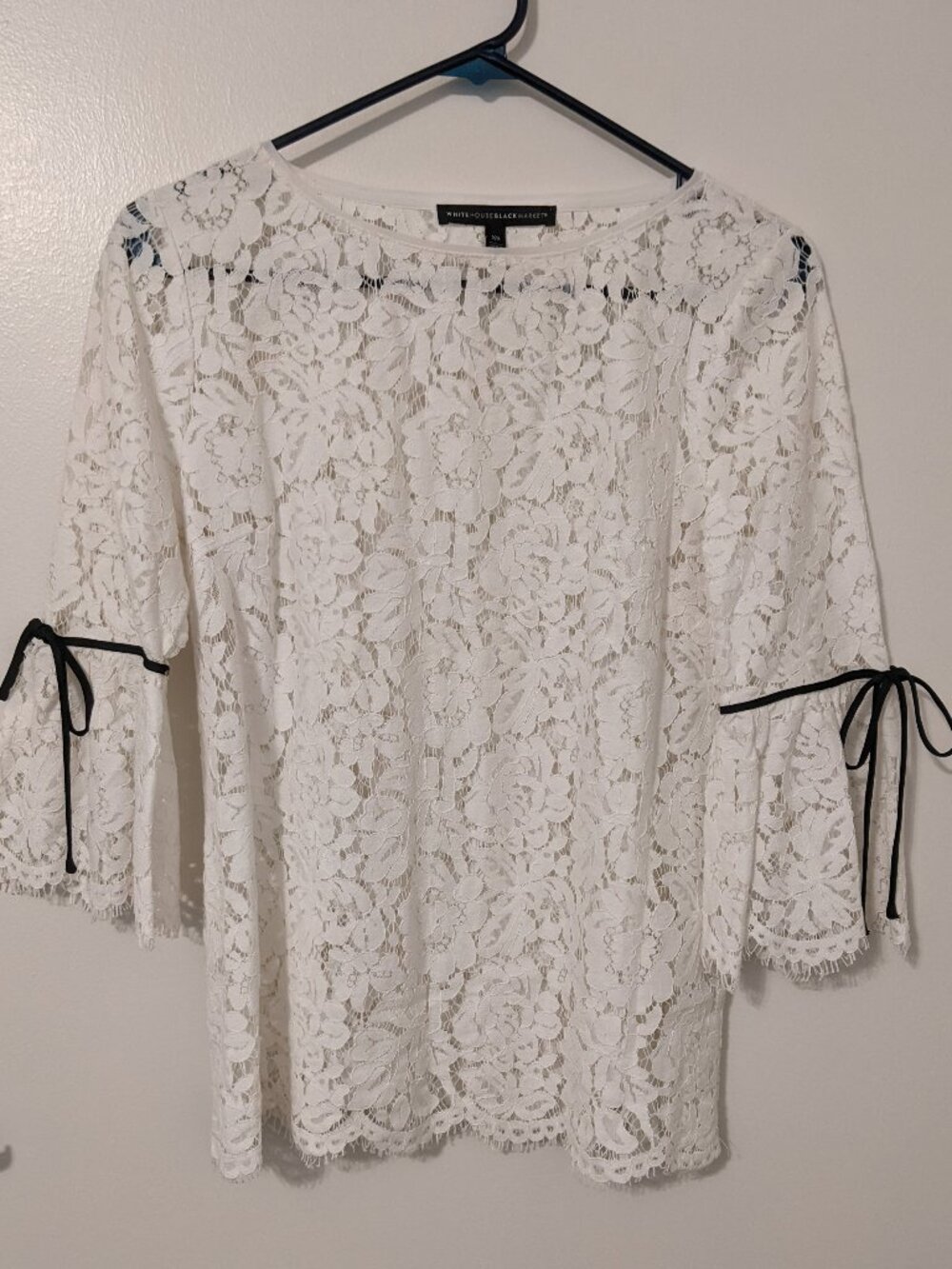 Women's XS Sheer Lace Blouse White Bell Sleeves Coquette Boho Feminine Festival
